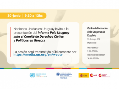 Invitación: proyección en vivo y pública de Uruguay ante el Comité de Derechos Civiles y Políticos